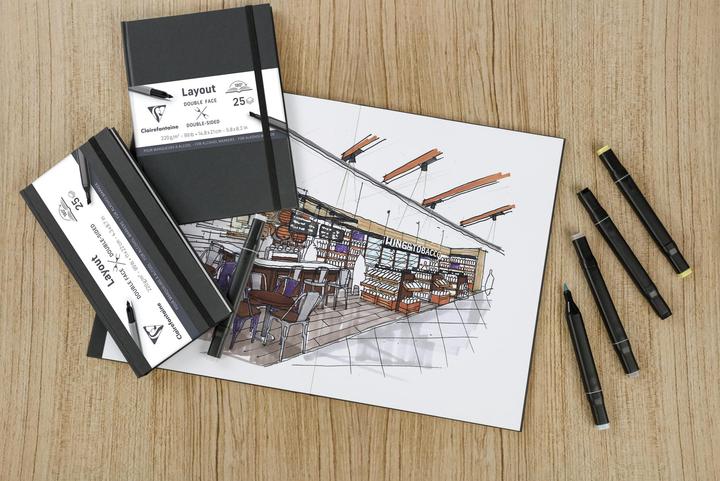 Actual product image Clairefontaine Doppelseitiges Layout-Skizzenbuch, 25 Blatt A4 220g - Schwarz (A4)