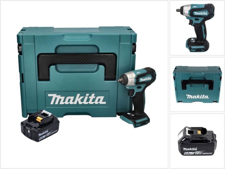 Produktbild Makita DTW 180 G1J Akku Schlagschrauber 18 V 180 Nm 3/8" Brushless + 1x Akku 6,0 Ah + Makpac - ohne (Akkubetrieb)