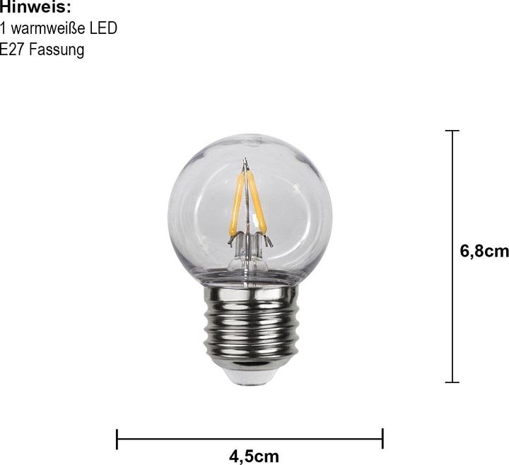 Produktbild Star Trading LED Leuchtmittel E27 G45 Outdoor Lighting PC Cover Filament (E27, 1.40 W, 120 lm, 1 x, F)