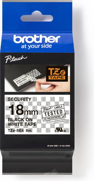 Actual product image Brother TZe-SE4 (1.80 cm, Black, White)