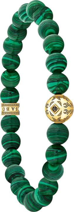 Produktbild Thomas Sabo Beads-Armband aus grünen Steinen vergoldet (19 cm, 750 Gelbgold Vergoldung, 925 Sterlingsilber)