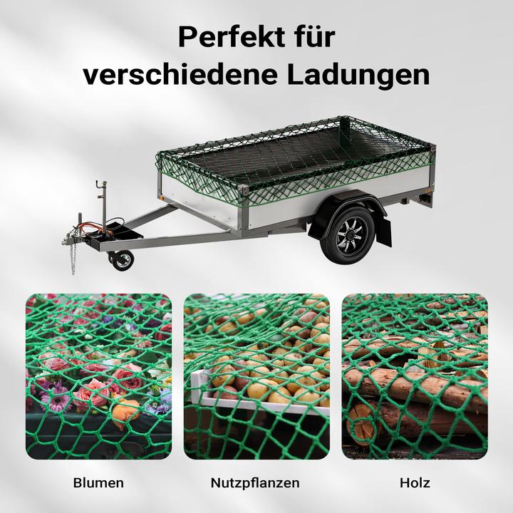 Immagine prodotto Wiltec Rete di fissaggio del carico 5x3m Verde Gabbia per bordi del rimorchio Resistente alle intemperie