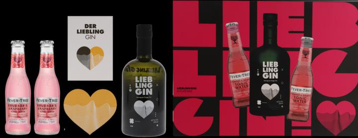 Produktbild LieblingGin die BOX "Pinkfloyd" mit Tonic, Menu, Untersetzer, Flaschenöffner & Lemongrass & Ginger