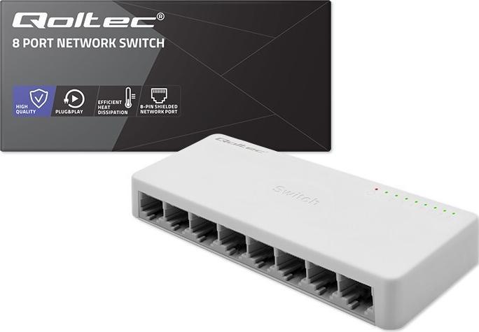 Actual product image Qoltec Netzwerk SWITCH 8xRJ45 Port 1000Mbps LAN (8 Ports)
