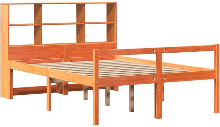 Produktbild VidaXL Massivholzbett Holzbett Bett Doppelbett mit Regal ohne Matratze 160x200cm (160 x 200 cm)