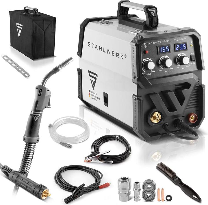 Actual product image Stahlwerk MIG 155 ST IGBT shielded arc welder with 155 amps with MMA electric hand