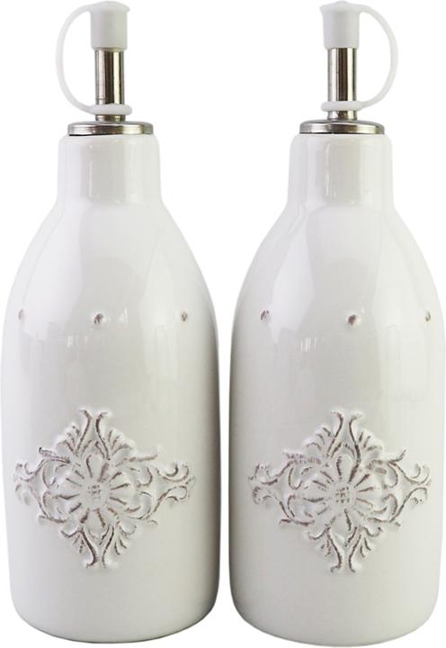 neuetischkultur Öl- und Essigspender Keramik weiss 2er-Set (300 ml)