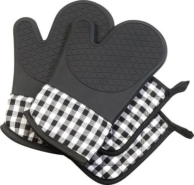 Immagine prodotto Rosenstein & Söhne Set di 4 guanti da forno e guantini da forno in silicone (Imbottitura: 100 % poliestere, 100 % cotone con superficie di presa in silicone)