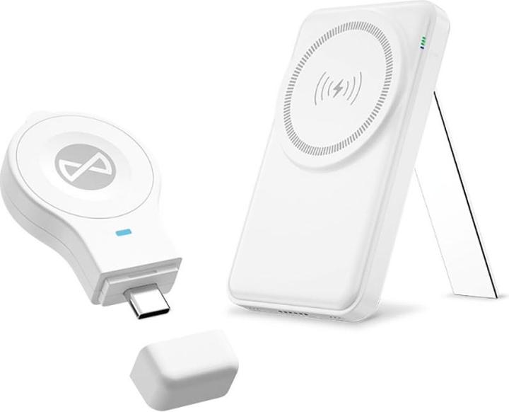 Actual product image Forever MACS-100 magnetic wireless charging station with power bank white 5in1 (20 W)