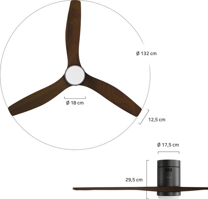 Actual product image Hombli Deckenventilator mit Licht (43 dB)
