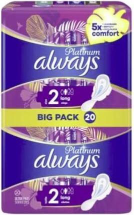 Actual product image Always Platinum Long+ Women's Pad with Wings 40 Pieces (40 x)