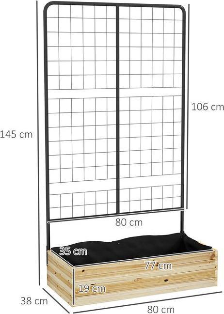 Produktbild Swisshandel24 Hochbeet mit Rankhilfe, Pflanzkasten aus Holz, Kräuterbeet, Blumenkasten für Garten, Balkon, Naturho