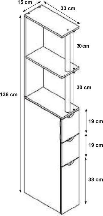 Produktbild HTI-Line Nischenregal (15 x 33 x 136 cm)