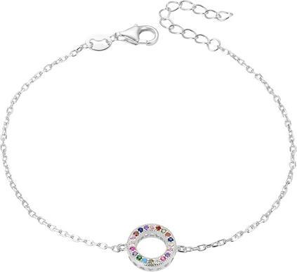 Beneto Modern silver bracelet with zircons AGB581 / 21