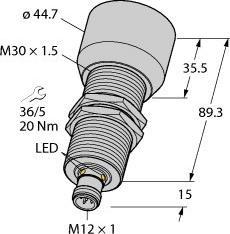 Actual product image Turck Ultrasonic sensor Diffuse reflection sensor RU600U-M30E-LI8X2-H1151