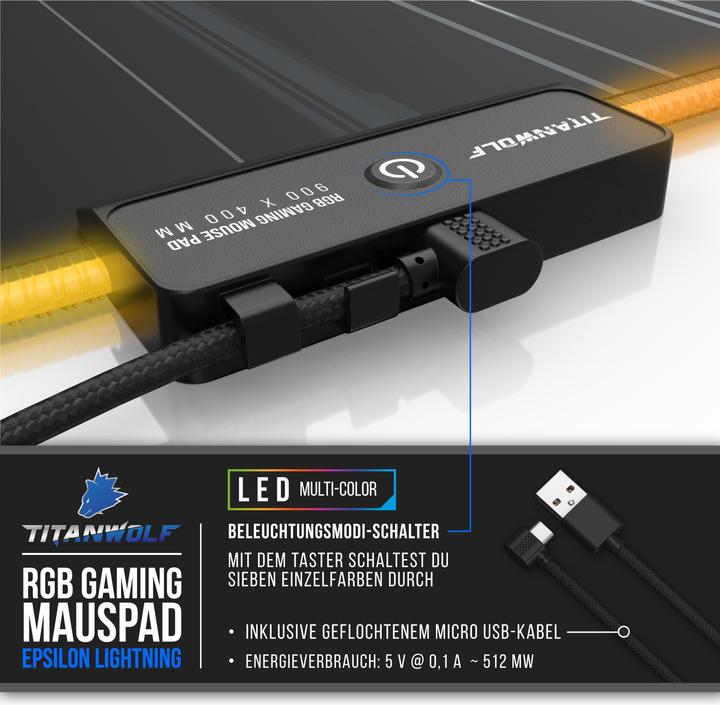 Produktbild Titanwolf RGB Gaming Mauspad (XL)
