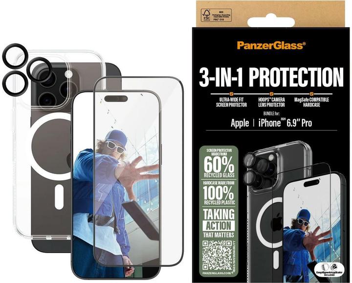 Produktbild PanzerGlass Bundle Ultra Wide FIt Glass + Case + Lens (1 Stück, Apple iPhone 16 Pro Max)