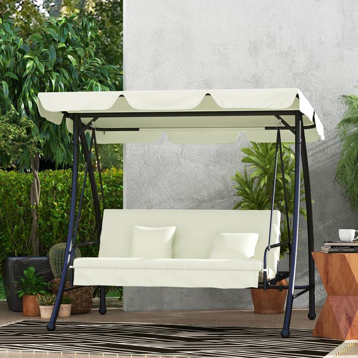 Produktbild Outsunny Hollywoodschaukel Metall, Polyester Cremeweiss