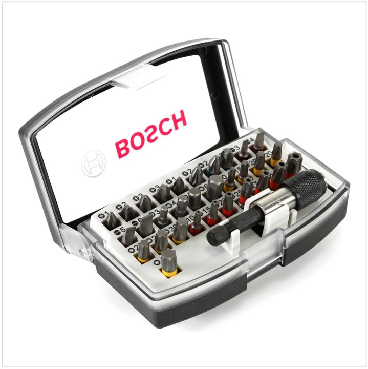 Produktbild Bosch Professional Zubehör Bits-Satz mit Klingenhalter (Kreuz Phillips PH M1, Kreuz Phillips PH M2, Kreuz Pozidriv PZ M1, Kreuz Pozidriv PZ M2, Kreuz Phillips PH M3, Kreuz Pozidriv PZ M3, Innensechsrund TX mit Loch M10, Innensechsrund TX mit Loch M20, Innensechsrund TX Mit Loch M25, Innensechsrund TX mit Loch M27, Innensechsrund TX mit Loch M30)