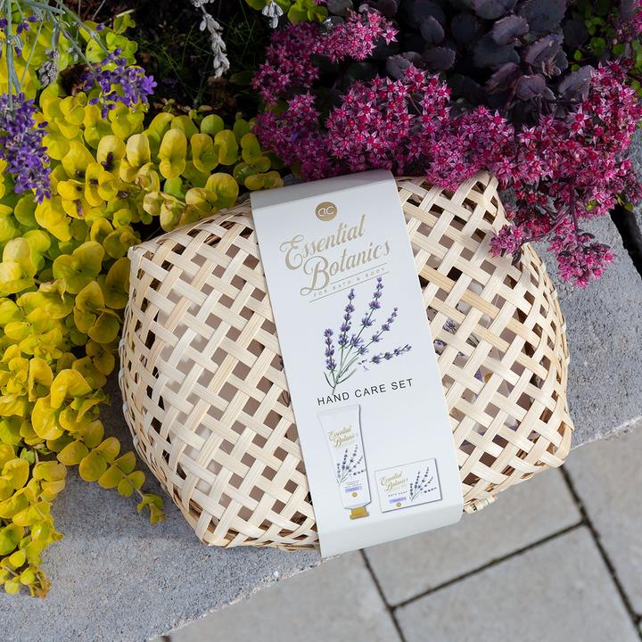 Actual product image Accentra Hand care set ESSENTIAL BOTANICS - CLASSICS in bamboo basket, incl. 100g soap, 60ml hand & nail (Manicure set)