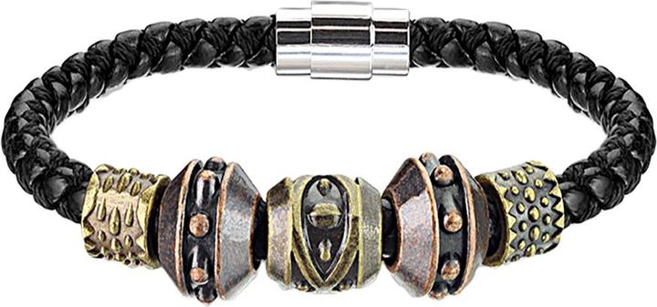 Immagine prodotto Star Piercing Bracciale in pelle nero con perline tribali (Cuoio, senza ottone)
