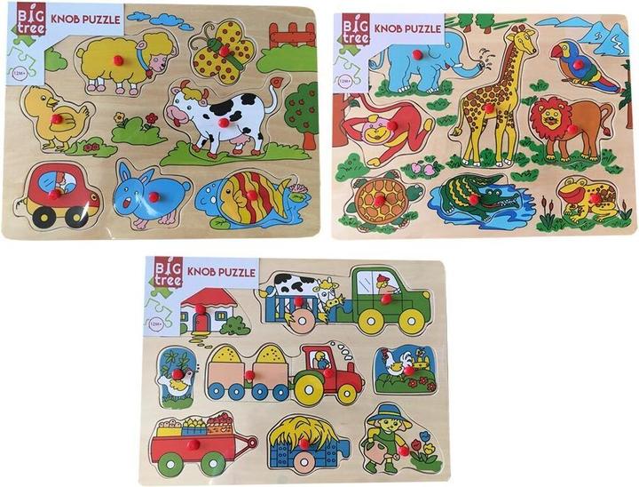 Actual product image Button Puzzle Animals Wood 3 Assorted (3 pieces)