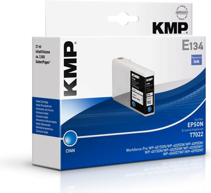 Actual product image KMP E134 Ink Cartridge compatible with Epson T7022 (C)