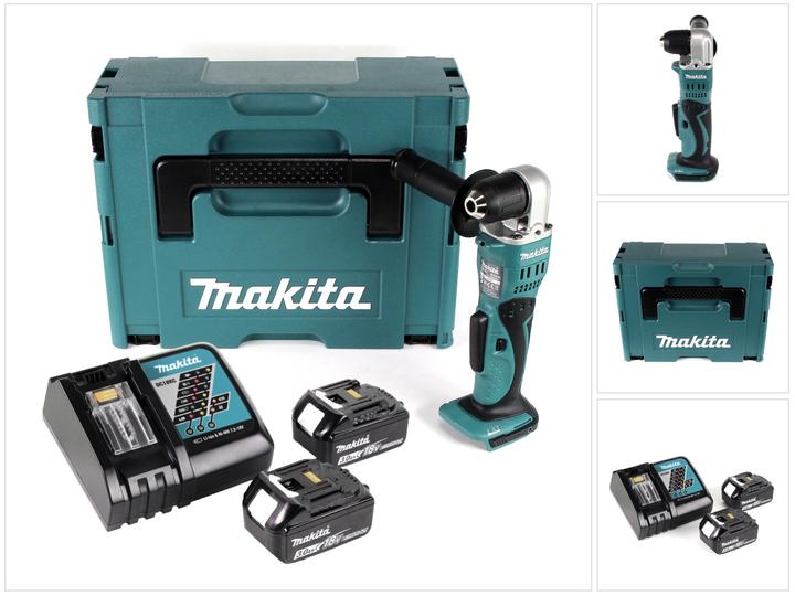 Actual product image Makita BDA 351 RFJ Battery Angle Drill 18V 13,5Nm + 2x Battery 3,0Ah + Charger + Makpac (Rechargeable battery operated)