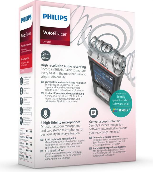 Image du produit Philips DVT6115 Traceur vocal numérique (8 Go)