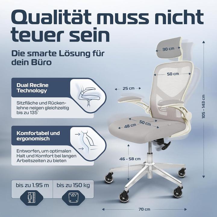 Actual product image Clouvou Ergonomischer Schreibtischstuhl