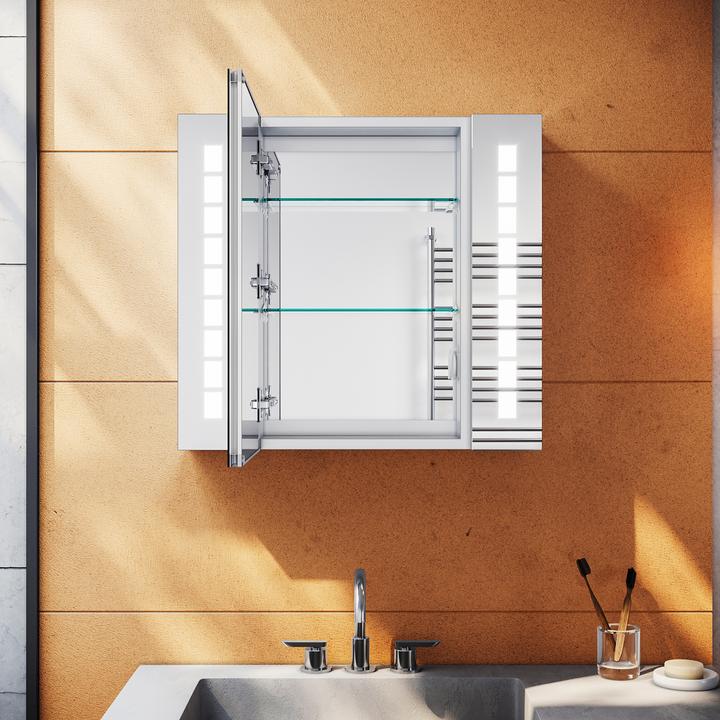 Actual product image SONNI LED-Spiegelschrank, Badezimmerspiegelschrank mit Beleuchtung, 60 x 65 cm, beschlagfrei, mit St
