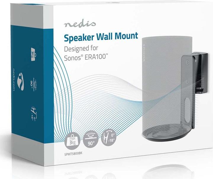 Actual product image Nedis Speaker holder - Compatible with: Sonos Era100 - wall - 3 kg - swivel/tilt - tiltable (1 pcs., Wall installation, Tiltable, Rotatable)