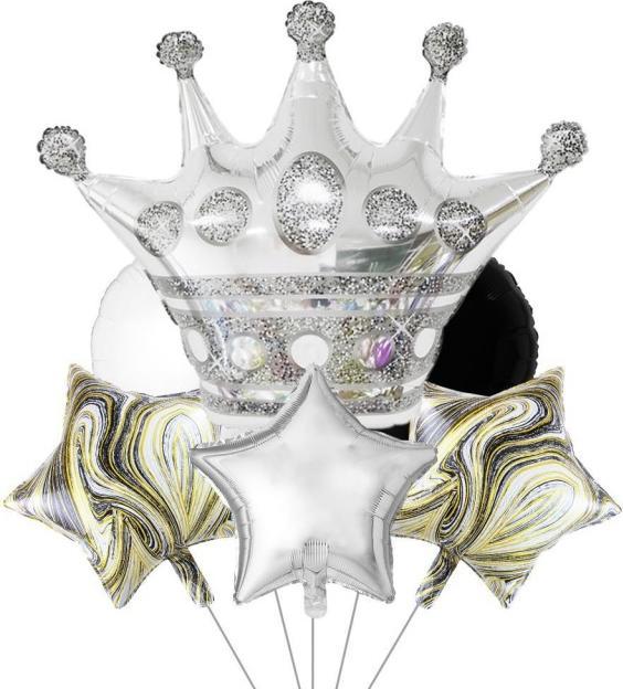 Produktbild RS-Segelken Folienballon Bouquet Krone Silber Supershape (1 x)