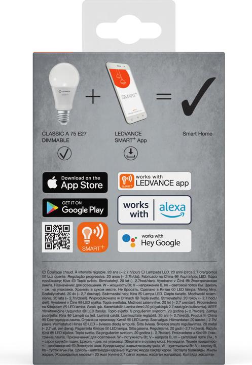 Immagine prodotto Ledvance Smart+ Wifi Classic (E27, 9.50 W, 1055 lm, 1 x, E)
