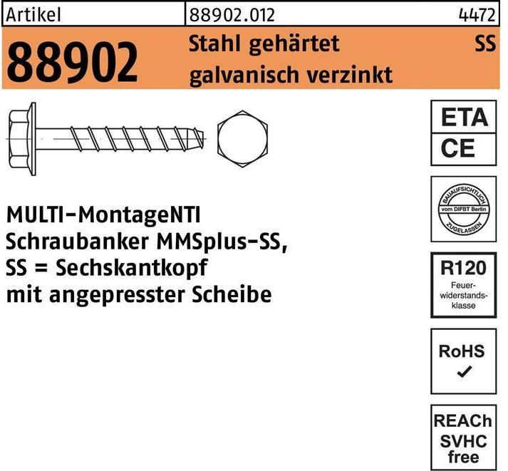 Heco MULTI MONTI plus SS Schraubanker 10,0 x 140 mm 25 Stück ( 48457 ) Betonschraube, Sechskantkopf (25 Schrauben pro Stück)