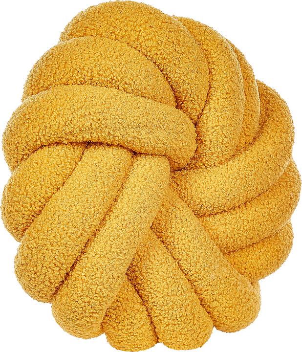 Actual product image Beliani Boucle Knot Cushion Yellow 31 x 31 cm AKOLA (31 x 31 x 11 cm)