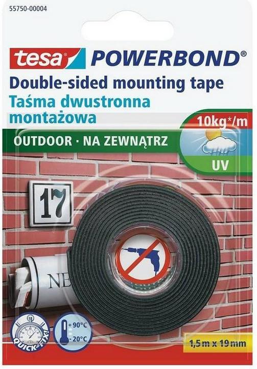 Produktbild tesa doppelseitiges Befestigungsband Powerbond, Outdoor 1,5 m 19 mm (H5575004) (140 mm)