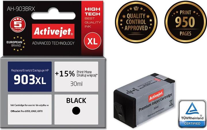 Productafbeelding Activejet AH-903BRX - inkt op pigmentbasis - Zwart - HP - OfficeJet Pro 6950 - 6960 -. (BK)