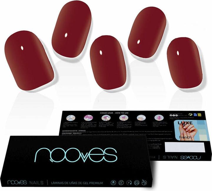 Actual product image Nooves Gel Nail Films Midnight Rain Premium Luxe Solid Red 20 Units (Artificial nails, Red)