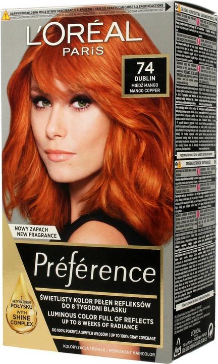 Actual product image L'Oréal Paris L'Oréal Feria Preference Hair Dye 74 Mango Intense Copper (74 Mango Intensive Copper)