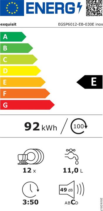 Energie-Label Exquisit EGSP6012-EB-030E inox - Geschirrspüler