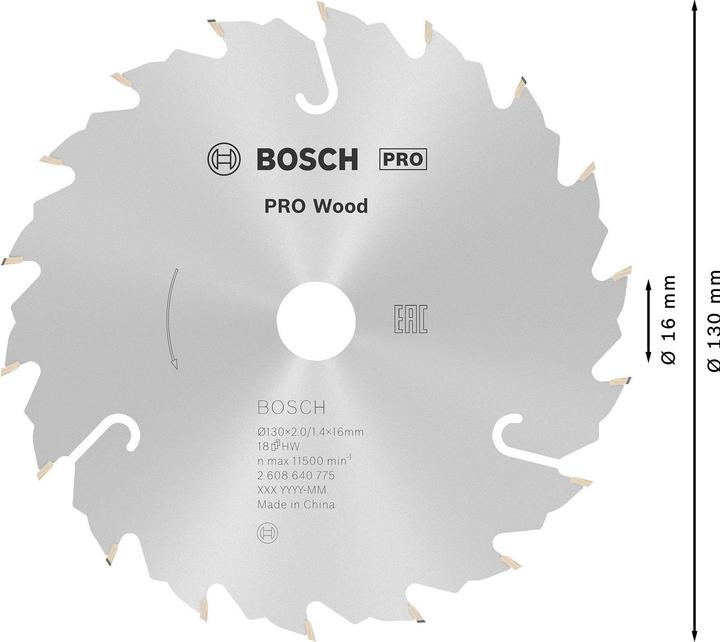 Produktbild Bosch Professional Zubehör PRO Wood Kreissägeblatt, 130 x 2 x 16 mm