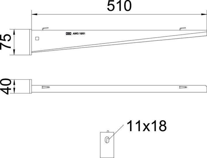 Immagine prodotto OBO Bettermann OBO AWG15/51 staffa a muro/stelo l=510mm acciaio immersione protezione antincendio