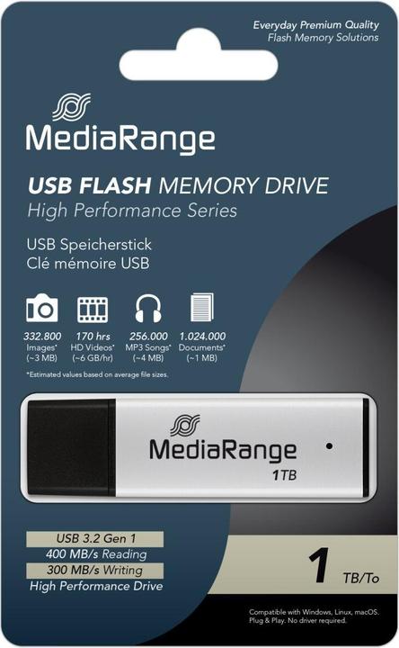 Image du produit MediaRange High Perf USB Stick 1tb (1000 Go, USB-C)