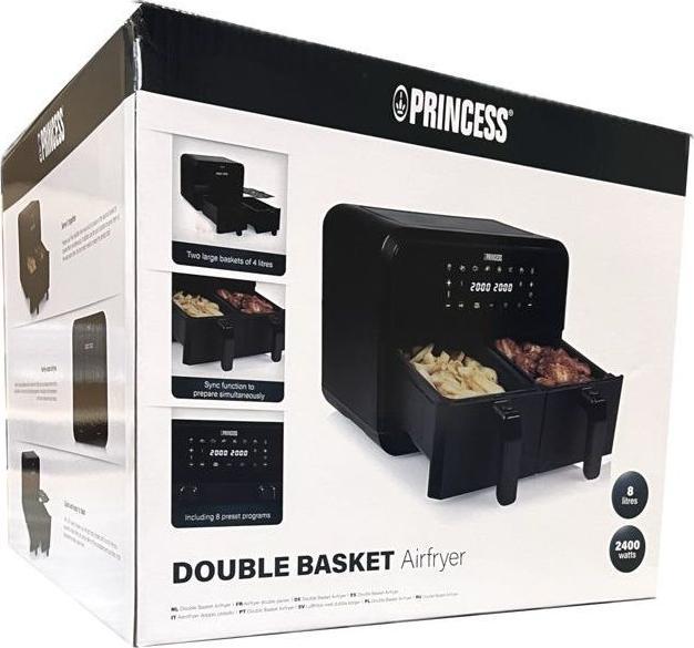Productafbeelding Princess 182068 Airfryer met dubbele mand - Dubbele heteluchtfriteuse - 2 manden x 4 liter - Touchscreen