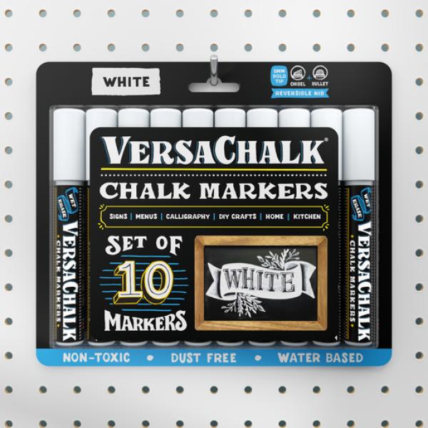 Produktbild VersaChalk - Weisse Flüssigkreide Marker 10er Set 5mm Spitze (Weiss, 5 mm, 10 x)