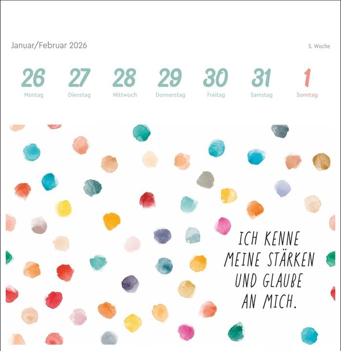 Produktbild Ich bin einzigartig und wertvoll Premium-Postkartenkalender2026 - 53 Affirmationskarten für das (Deutsch)