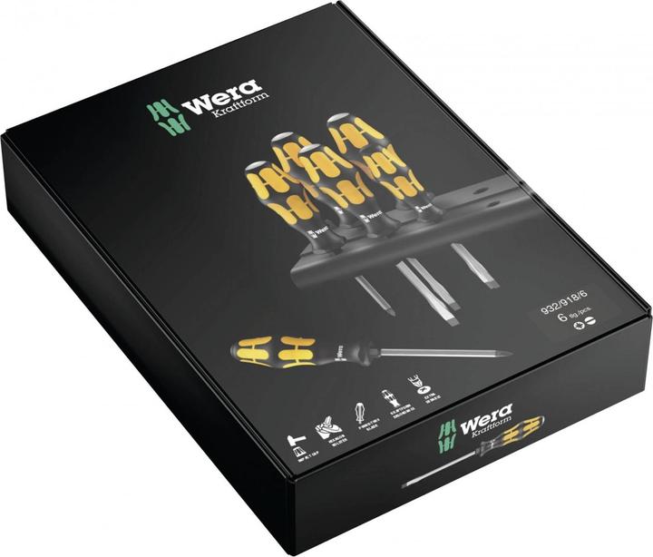 Produktbild Wera 932/918/6 Rack (Pozidriv-Kreuzschlitz (PZ), Schlitzschrauben)
