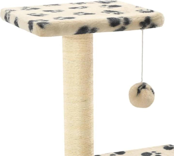 Produktbild VidaXL Katzen Kratzbaum (65 cm, Beige mit schwarzem Pfoten-Aufdruck)