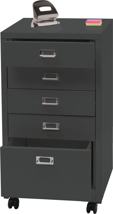 Produktbild Mendler Rollcontainer HWC-L49, Metall 75x40x41cm 5 Schubladen, dunkelgrau